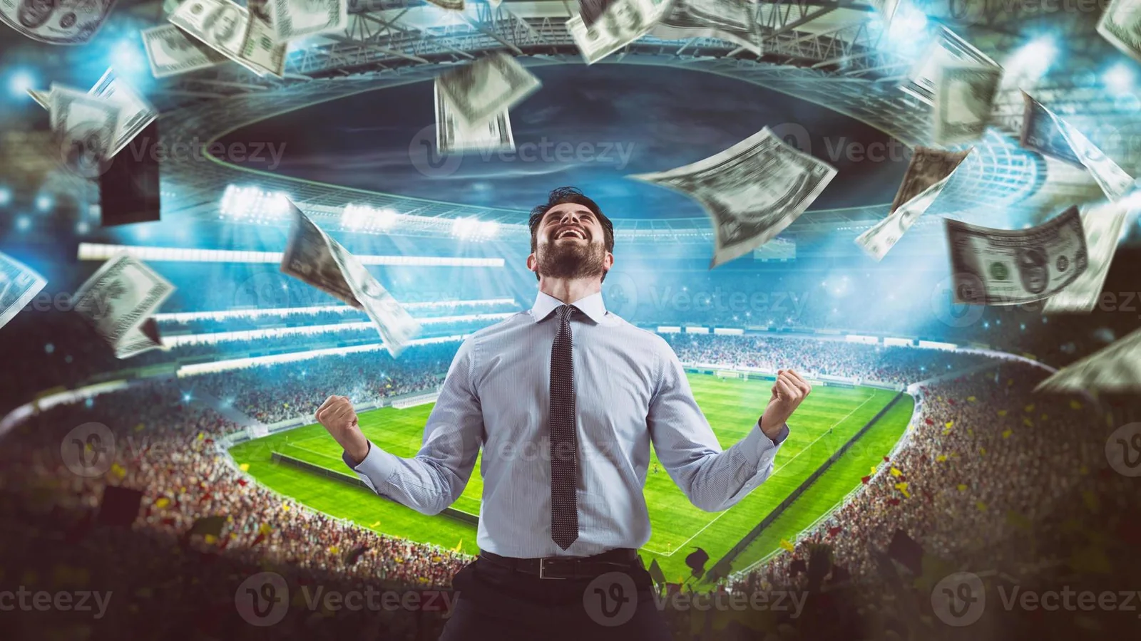 Tampilan visual olahraga mobile dengan suasana pertandingan kompetitif