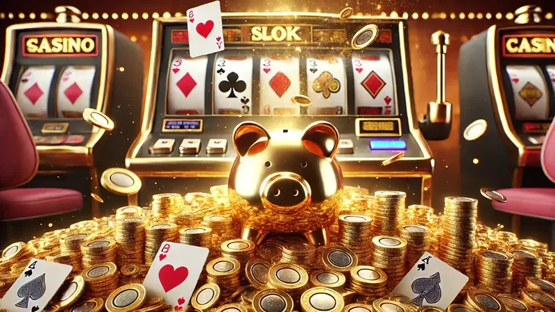 Layar permainan slot dengan tema visual dan reel berwarna