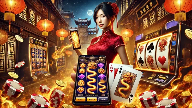 Tampilan permainan slot mobile dengan reel dan simbol berwarna